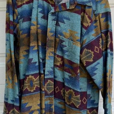 Vintage Cabela's Women's Aztec Pattern Button Up Flannel Shirt Size Large