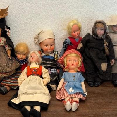 Assorted Antique And Vintage Composition Souvenir Dolls - Guy Hubert, Sweden, Germany, And More