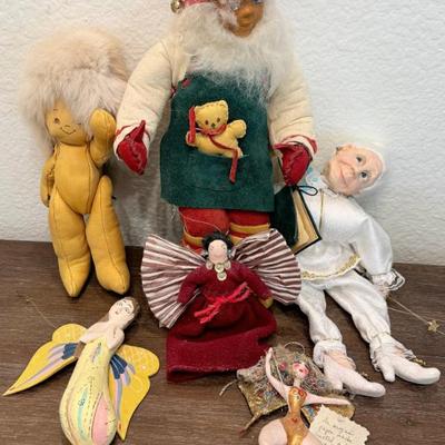 Cherri Calvert Casler Hand Made Leather Santa Dolls, Hand Made Ornaments, Rose Corillo Navajo Ornament