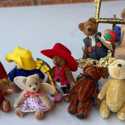 (11) Vintage Miniature Character Bears - Cowboy, Angel, Paddington, And More