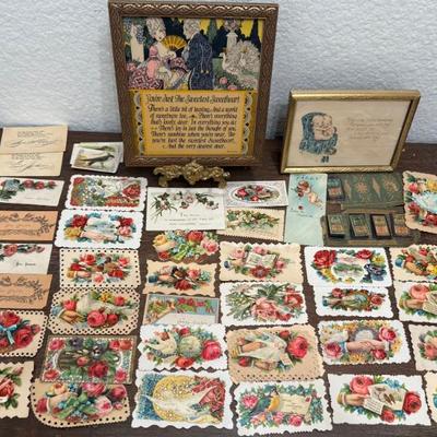 Collection Of Victorian Calling Cards - Kewpie Post Card & 1926 Framed Card