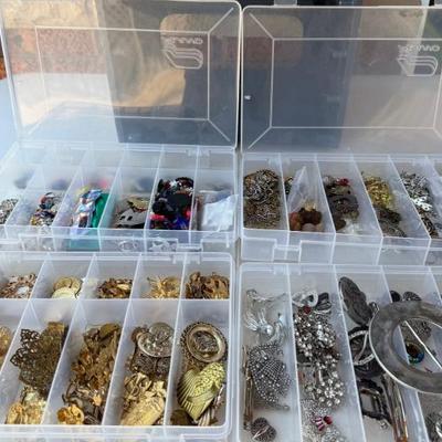 Plano Stacking Plastic Container Set With 4 Organizers Filled With Jewelry Making Items - Bead, Pins, Clasps