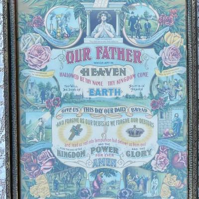 James Lee 1911 Lords Prayer Glass Front Framed Poster