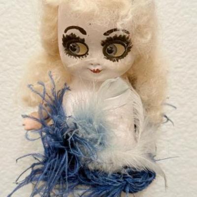 Antique 14" 1920's Flapper Chalkware Carnival Prize Doll