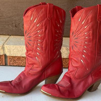 Red Leather Dingo Cowboy Boots Ladies Size 9