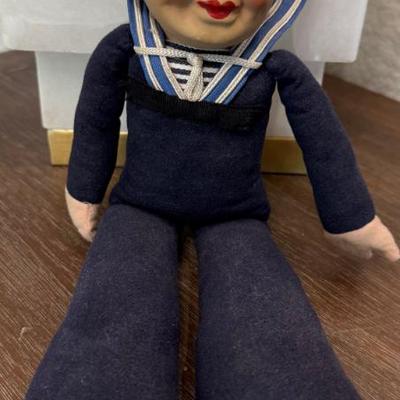 1040's Holland American Line Cruise Ship Travel Souvenir Composite & Cloth 12 Inch Sailor Doll