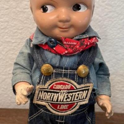 Antique 14" Buddy Lee Chicago And Northwestern Railroad Doll