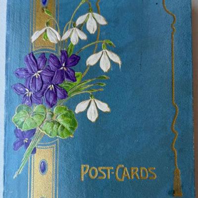 Antique Post Card Book Filled With Victorian And Antique Post Cards And Advertising Cards