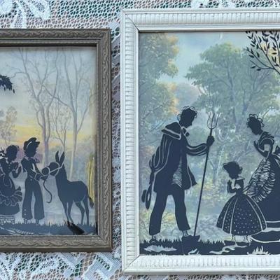 (2) Small 1940's Silhouettes - (1) With Convex Glass Front