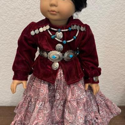 14.5" Gotz Puppe Native American Female Doll With Concho Belt And Velvet Clothing