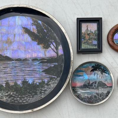 (5) Butterfly Wing Sillhouettes - Worlds Fair 1933, (2) Rio, And (1) Bermuda On Silverplate Tray