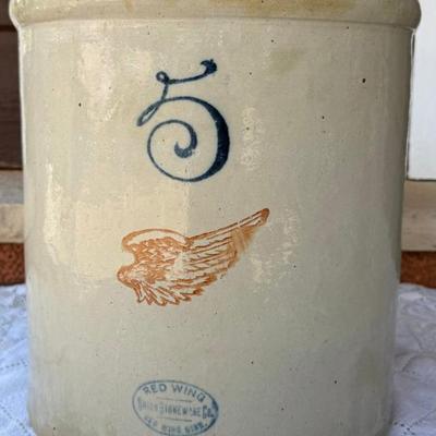 Antique Union Stoneware Company Red Wing 5 Gallon Crock