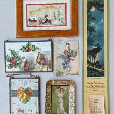 Lot Of Vintage And Antique Framed Post Cards, Eversweet Tray, 1929 Onamia Cash Station