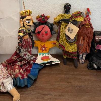 Collection Of Hand Made International Dolls - Coconut Head, Africa House, And More