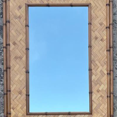Vintage 28.5" X 40.5" Faux Bamboo Frame Wall Mirror