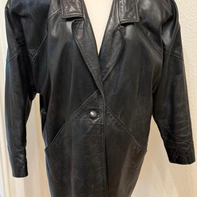 Bettina Vintage Black Leather Ladies Size Large Coat