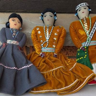 (3) Hand Made Navajo Dolls - (2) By Esther Spencer