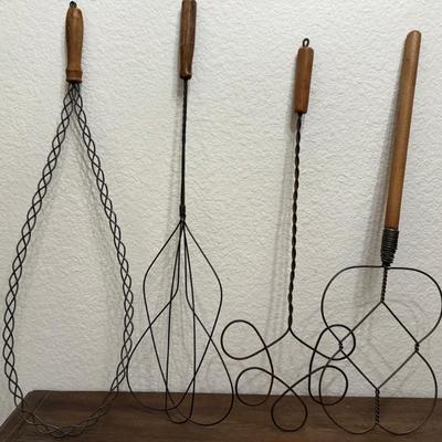 Assorted Antique Victorian Metal And Wood Rug Beaters