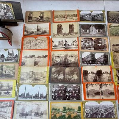 Antique Stereoscope With Assorted Early 1900's View Slides