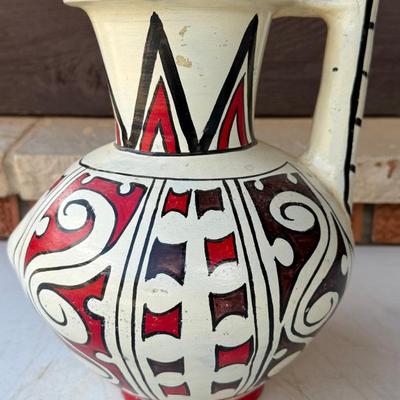 Vintage Terracotta Hand Painted Southwestern Style Pot (as Is)