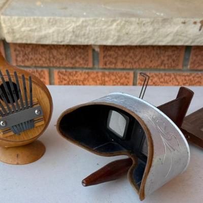 Underwood & Underwood New York Wood And Metal Antique Stereoscope, And A Gourd Instrument