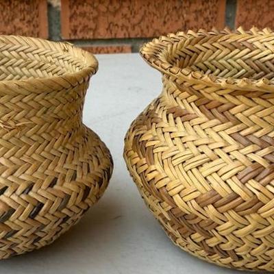 (2) Small Tarahumara Hand Woven Baskets
