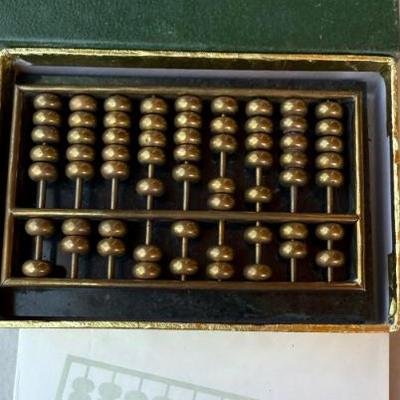Vintage Solid Brass Small Abacus In Original Box