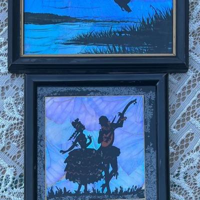 (2) Art Deco Butterfly Wing Mini Silhouettes - (1) Beck Art Shop Denver Colorado With Pamphlet