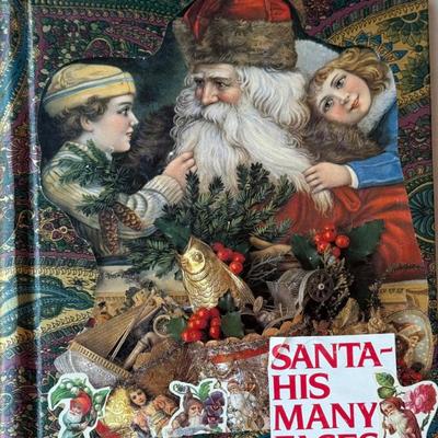 (74) Vintage And Reproduction Santa Post Cards In Book