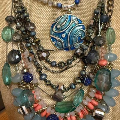 Collection Of Costume Statement Necklaces - Enamel - Plastic Bead