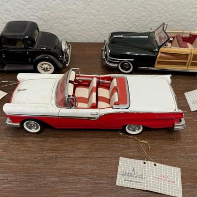 (3) Frankliin Mint Precision Model Die Cast Cars - 1932 Ford Deuce Coupe - 1948 Chrysler - 1957 Ford Skyliner