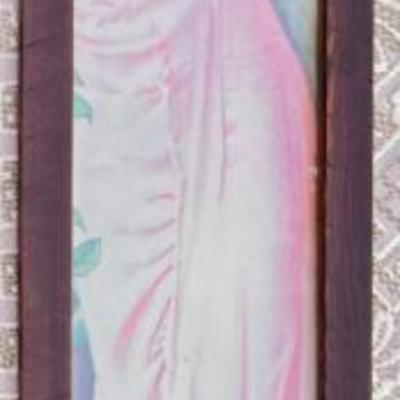 Art Deco 36" Flapper Girl Print With Glass Front And Wood Frame