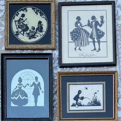 (4) Small Glass Front Silhouettes With Plastic Frames - Reliance, The Love Letter