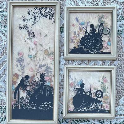Vintage 3 Piece Miniature Butterfly Wing Silhouettes With Glass Fronts