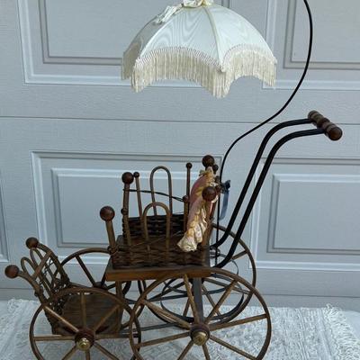 Vintage Pruitt's Place Wood And Metal 29.5" Doll Cart