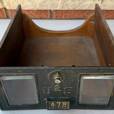 Antique US Metal Glass And Wood Mail Postal Drawer No. 478