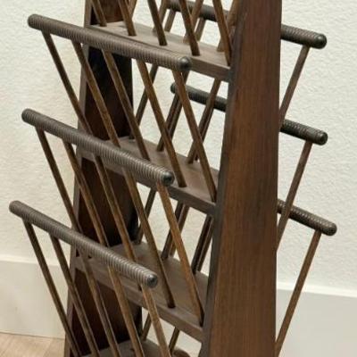 Vintage Wood Spindle Magazine Rack