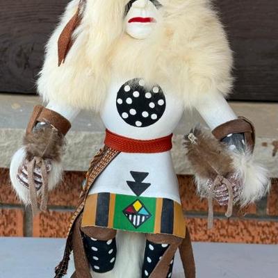 Johnny Bakadi Kachada Hand Made Hopi Native American Kochina Doll White Buffalo Dancer