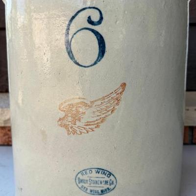 Antique Red Wing Union Stoneware Co. 6 Gallon Crock