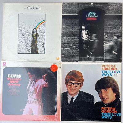 (4) Vintage Vinyl Albums - John Lennon Rock N' Roll 1955, Elvis 1975, Carole King, Peter & Gordan