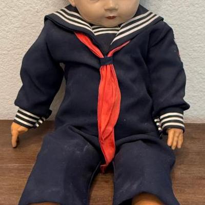 26" Ideal Doll Peter Piper Sailor With Rubber Hands And Feet
