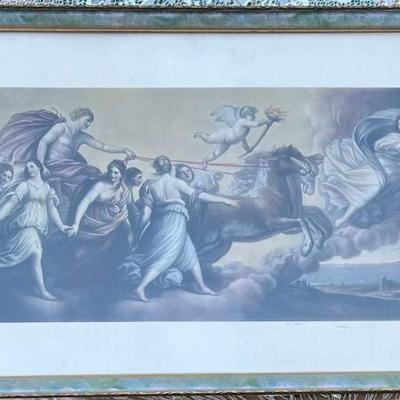 Vintage Guido Reni Aurora Print With Glass Front Wood Frame