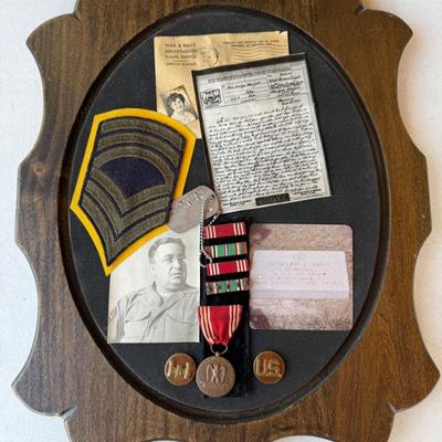 Howard Yost WWII Commendation Plaque With War Memorabilia