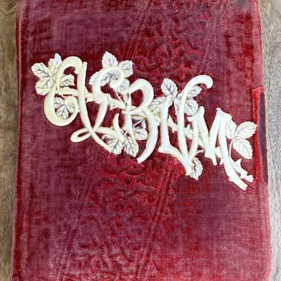 Antique Velvet Photo Album With With Pages Of Antique Cabinet Photographs Portraits (as Is)