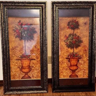 Sale Photo Thumbnail #38: Art, Framed Painting-Flowers. 2 available. 