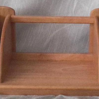 Sale Photo Thumbnail #54: Wooden desk organizer vintage Late-Century desk caddy office storage. Solid wood desk organizer with a letter file and gadget station.