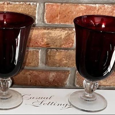 Sale Photo Thumbnail #26: Glasses Vintage water goblets or wine glasses ruby by Cristal d'arques Durand set of 4 gorgeous. (NEW)