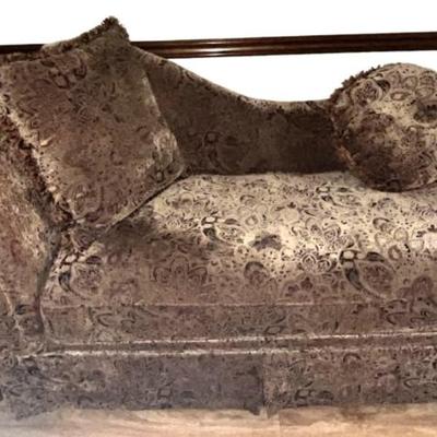 Sale Photo Thumbnail #9: Chair, Chaise lounge chair with decorative pillows, brown