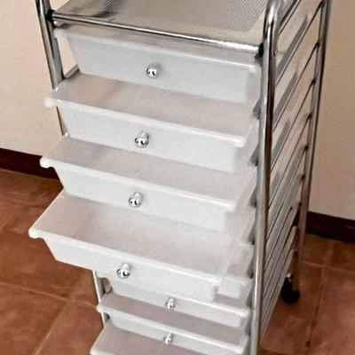 Sale Photo Thumbnail #20: 10-Drawer Organizer Cart, Silver and White.