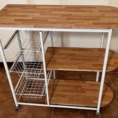 Sale Photo Thumbnail #33: Kitchen Rolling Cart-3 Shelves plus Storage Bins on wheels.